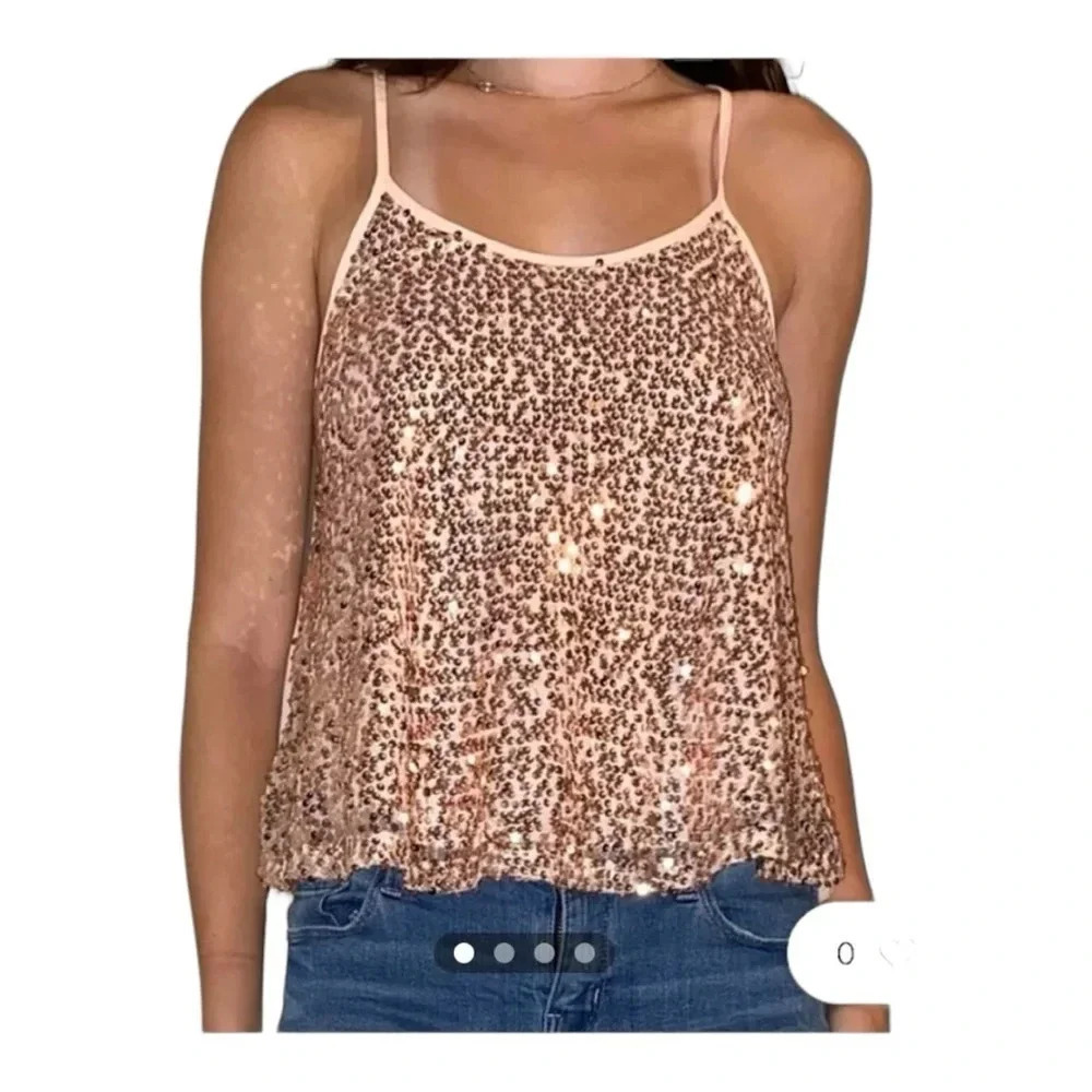 🩷 Rue 21 SWIFTIES Pink Sequined Tank Top Cami Camisole NWT Medium